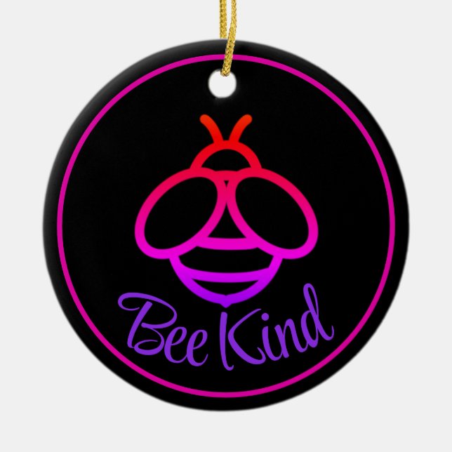 Minimalistisk modern klassisk biobes humlebin julgransprydnad keramik (Framsidan)