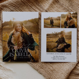 Minimalistisk modern klassisk fotosamling Studente Inbjudningar