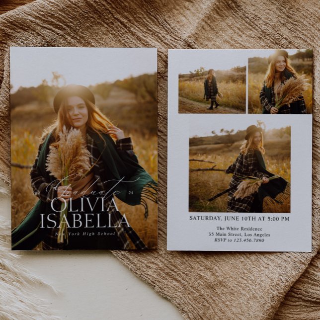 Minimalistisk modern klassisk fotosamling Studente Inbjudningar (Skapare uppladdad)