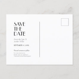 Minimalistisk modern konst Deco Bröllop spara datu Meddelande Vykort