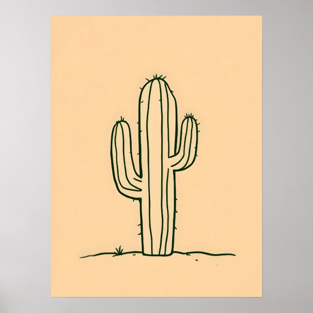Minimalistisk modern konst.Desert Oasis Line Art Poster (Framsidan)