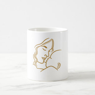 Minimalistisk modern konst med mor och barn kaffemugg