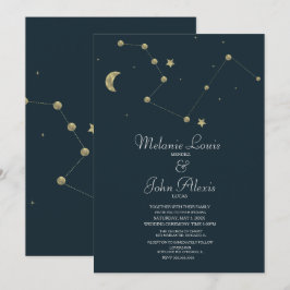 Minimalistisk Modern Konstellation Guld Folie Bröl Inbjudningar