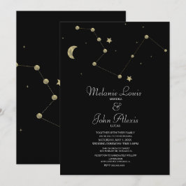 Minimalistisk Modern Konstellation Guld Folie Bröl Inbjudningar