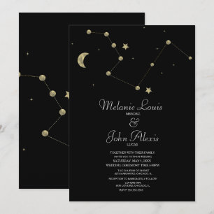 Minimalistisk Modern Konstellation Guld Folie Bröl Inbjudningar