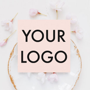 Minimalistisk modern Lägg till din Logotyps  Rosa Fyrkantigt Visitkort