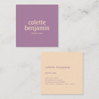 Minimalistisk Modern Lavendel Lila & Blekt Persika Fyrkantigt Visitkort