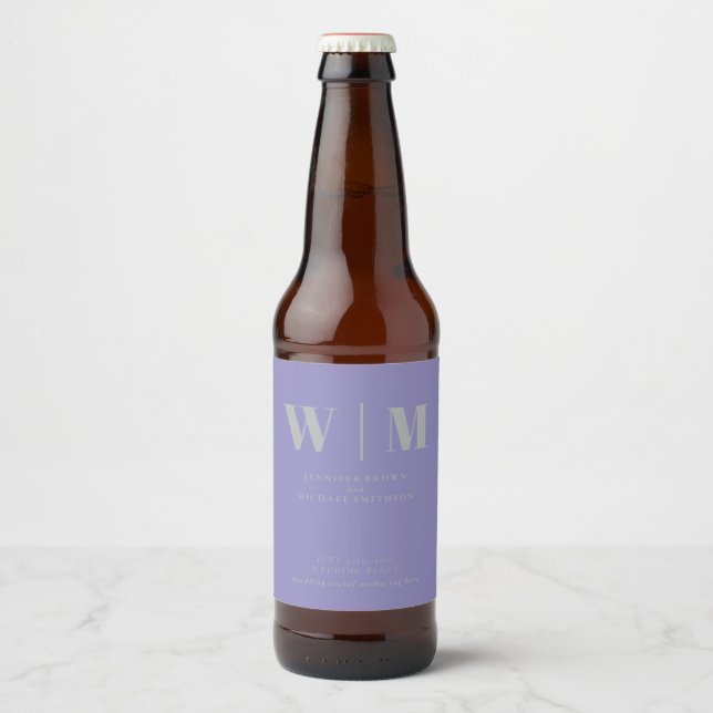 Minimalistisk Modern Lavendel Silver Dryckes Bröll Ölflaska Etikett (Framsida)