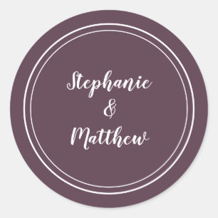 Minimalistisk Modern Lila Bröllop Bride Groom-förm Runt Klistermärke