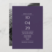 Minimalistisk Modern Lila Foto Bröllopsdatum