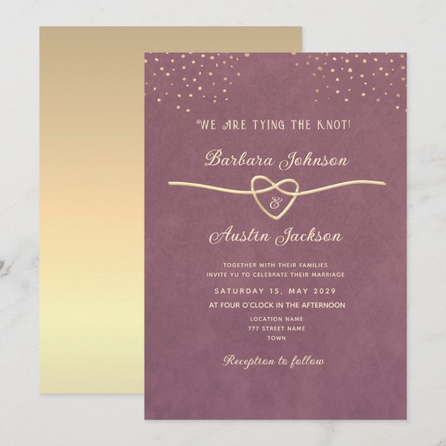 Minimalistisk Modern Lila Mauve Bröllopsinbjudan Inbjudningar (Fram/baksida)