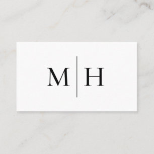 Minimalistisk Modern Line Initial Monogram Monokro Visitkort