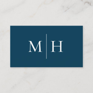 Minimalistisk Modern Line Initialer Monogram Blue Visitkort