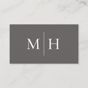 Minimalistisk Modern Line Initialer Monogram Gråt Visitkort