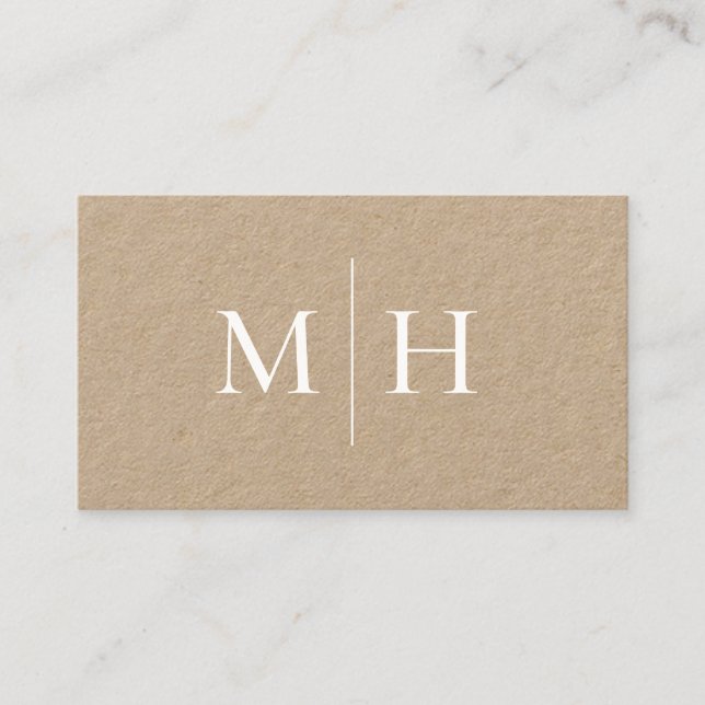 Minimalistisk Modern Line Initialer Monogram Kraft Visitkort (Framsida)