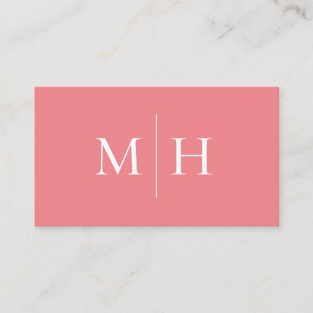Minimalistisk Modern Line Initialer Monogram-Rosa Visitkort (Framsida)