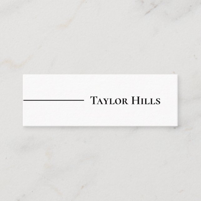 Minimalistisk Modern Line Namn monokrom Mini Visitkort (Framsida)