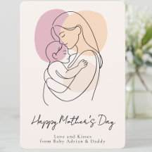 Minimalistisk Modern Linje Konst Mamma & Bebis Mor