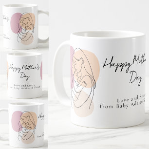 Minimalistisk Modern Linje Konst Mamma & Bebis Mor Kaffemugg