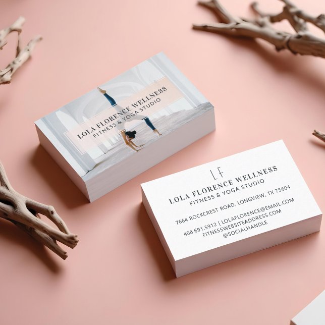 Minimalistisk Modern Lyxig Yogastudio Fitness Foto Visitkort (Minimal & Professional Photo Yoga Studio Fitness Business Card)