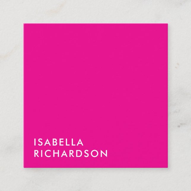 Minimalistisk modern Magenta Fyrkantigt Visitkort (Framsida)