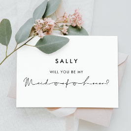 Minimalistisk modern Maid of honor frieri Vykort