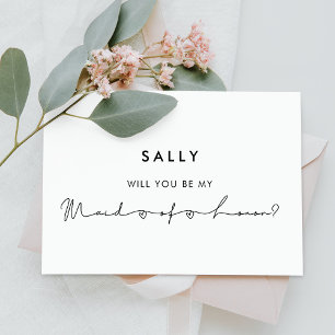 Minimalistisk modern Maid of honor frieri Vykort