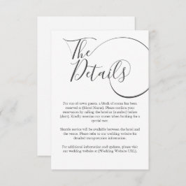 Minimalistisk modern manustypografi bröllop tilläggskort