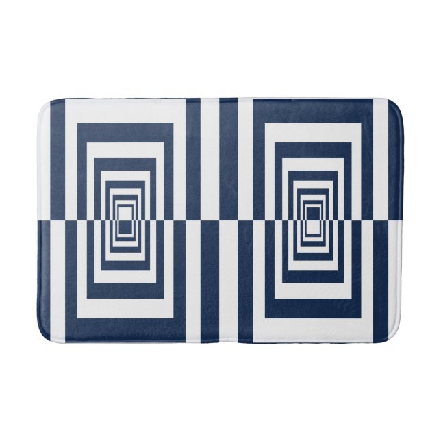 Minimalistisk Modern Marinblå Geometrisk Badrumsmatta (Framsidan)