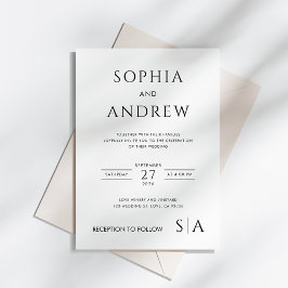 Minimalistisk modern med Monogram bröllopsinbjudan