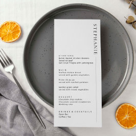 Minimalistisk modern meny med namn