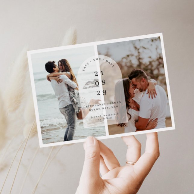 Minimalistisk modern mittbåge foto Spara datum  Inbjudningar (Skapare uppladdad)