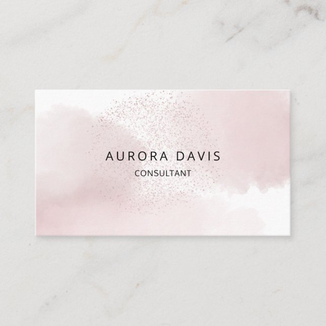  minimalistisk modern, modern, vattenfärgad Rosa Visitkort (Framsida)