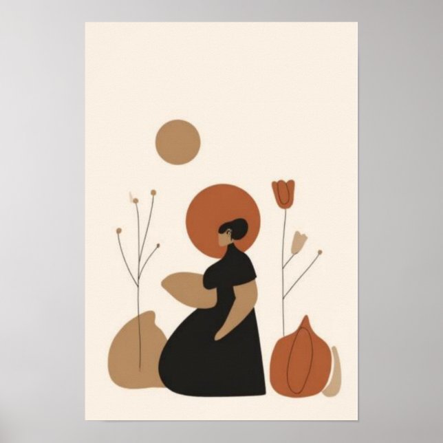 Minimalistisk Modern Mödraväggkonst | Abstrakt Gra Poster (Framsidan)