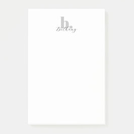 Minimalistisk Modern Monogram-Elegant-skript Post-it Block