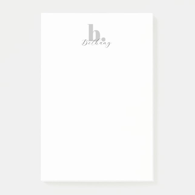 Minimalistisk Modern Monogram-Elegant-skript Post-it Block (Framsida)