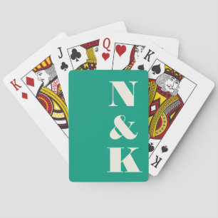 Minimalistisk Modern Monogram Emerald Grönt Bröllo Casinokort