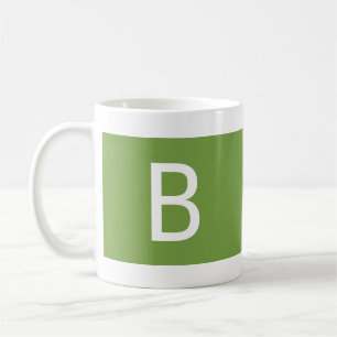 Minimalistisk modern monogram enkel grön vit kaffemugg