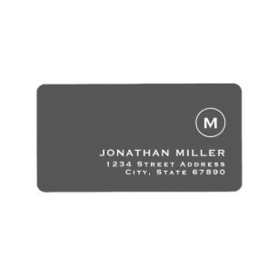 Minimalistisk Modern Monogram Grått-Returadress Adressetikett