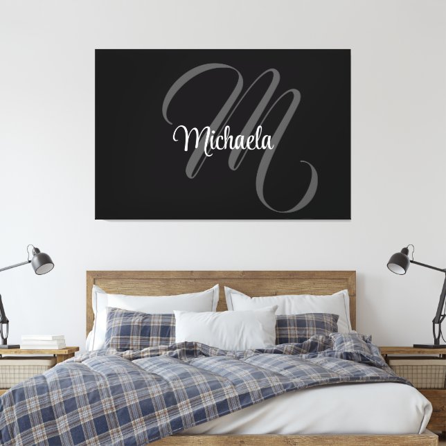 Minimalistisk modern monogram initial bokstav namn canvastryck (Insitu (sovrum))