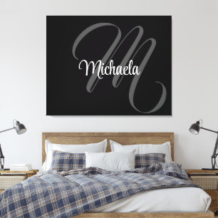 Minimalistisk modern monogram initial bokstav namn canvastryck