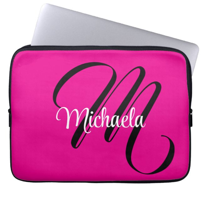 Minimalistisk modern monogram initial namn het ros laptop fodral (Framsidan)