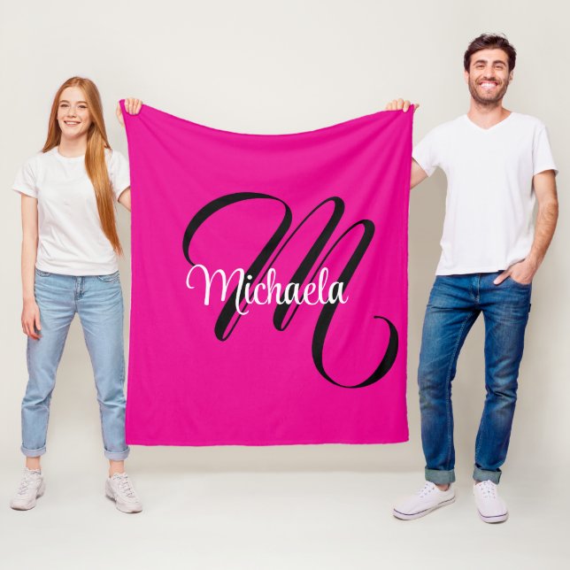 Minimalistisk modern monogram initial namn varmt r fleecefilt (På plats)
