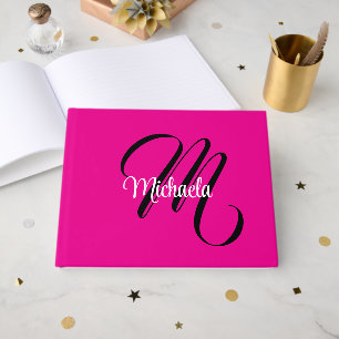 Minimalistisk modern monogram initial namn varmt r gästböcker