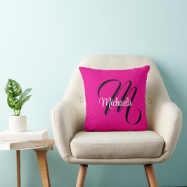 Minimalistisk modern monogram initial namn varmt r kudde