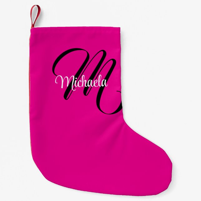 Minimalistisk modern monogram initial namn varmt r liten julstrumpa (Framsidan)