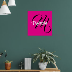Minimalistisk modern monogram initial namn varmt r poster