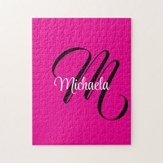 Minimalistisk modern monogram initial namn varmt r pussel (Vertikal)