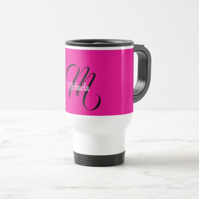 Minimalistisk modern monogram initial namn varmt r resemugg (Framsida höger)