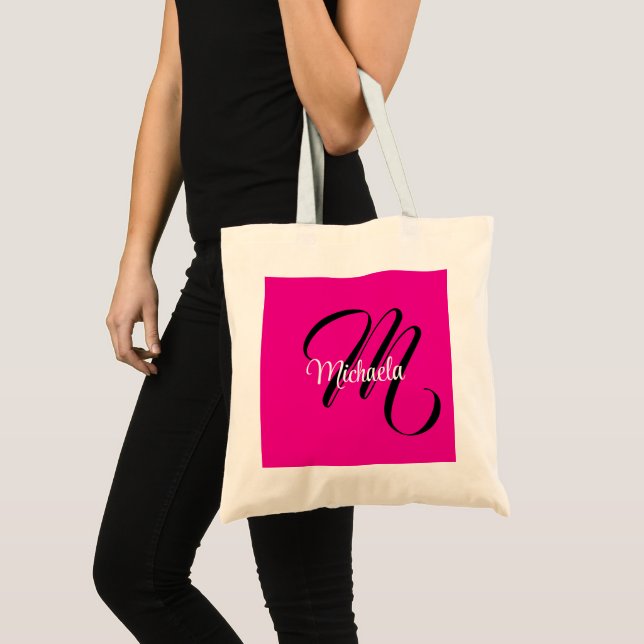 Minimalistisk modern monogram initial namn varmt r tygkasse (Framsida (produkt))